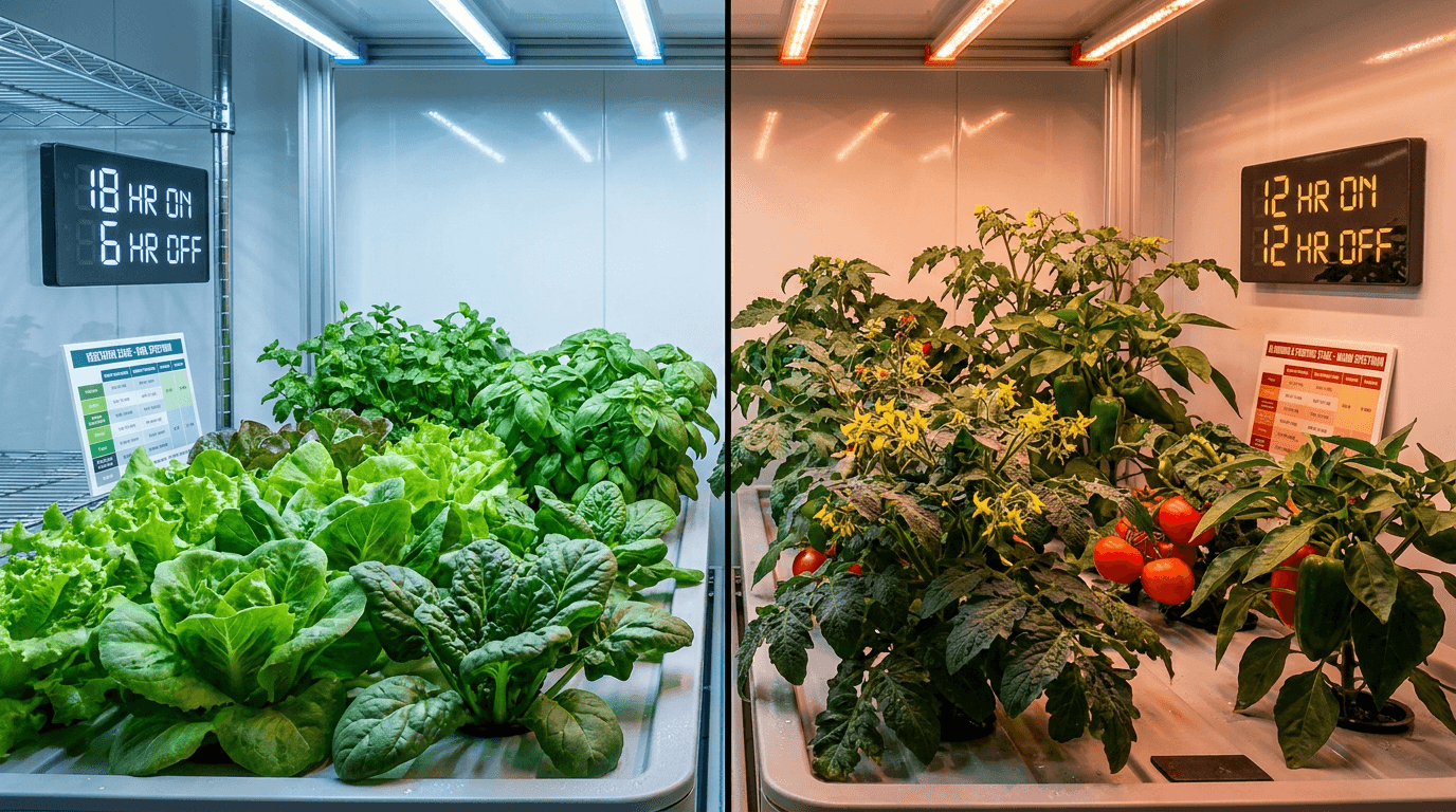 Best LED Light Cycles for Leafy Greens vs. Flowering Plants